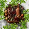Metal Round Wall Art Grape Wine Decor 88 Inch Carved Plaque For Home Cafe