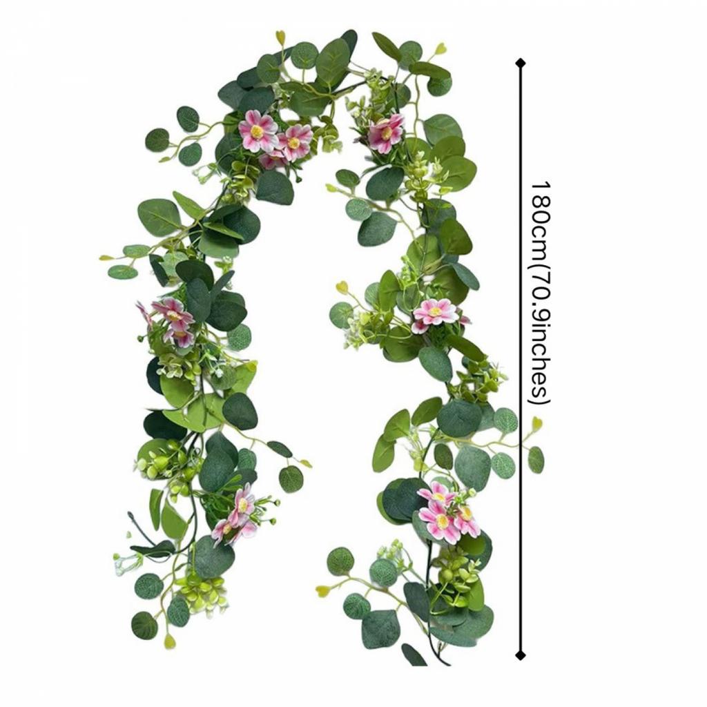 Faux Rose Vine Garland Artificial Flower Hanging Greenery Vines for Wedding Party Home Wall Decorations