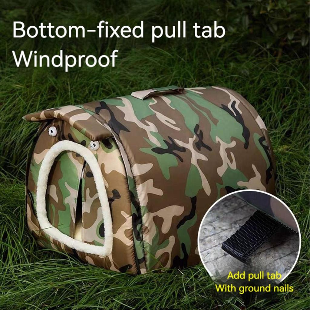 Winter insulated cat house with a door and curtain Outdoor Warming stray pets Shelter for Kitten Puppy Animal Sleeping Travel