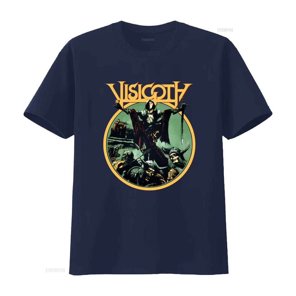 Visigoth Hell s Heroes II Festival Metal Band Double Sided T Shirt vintage graphic Slightly Stretched homme
