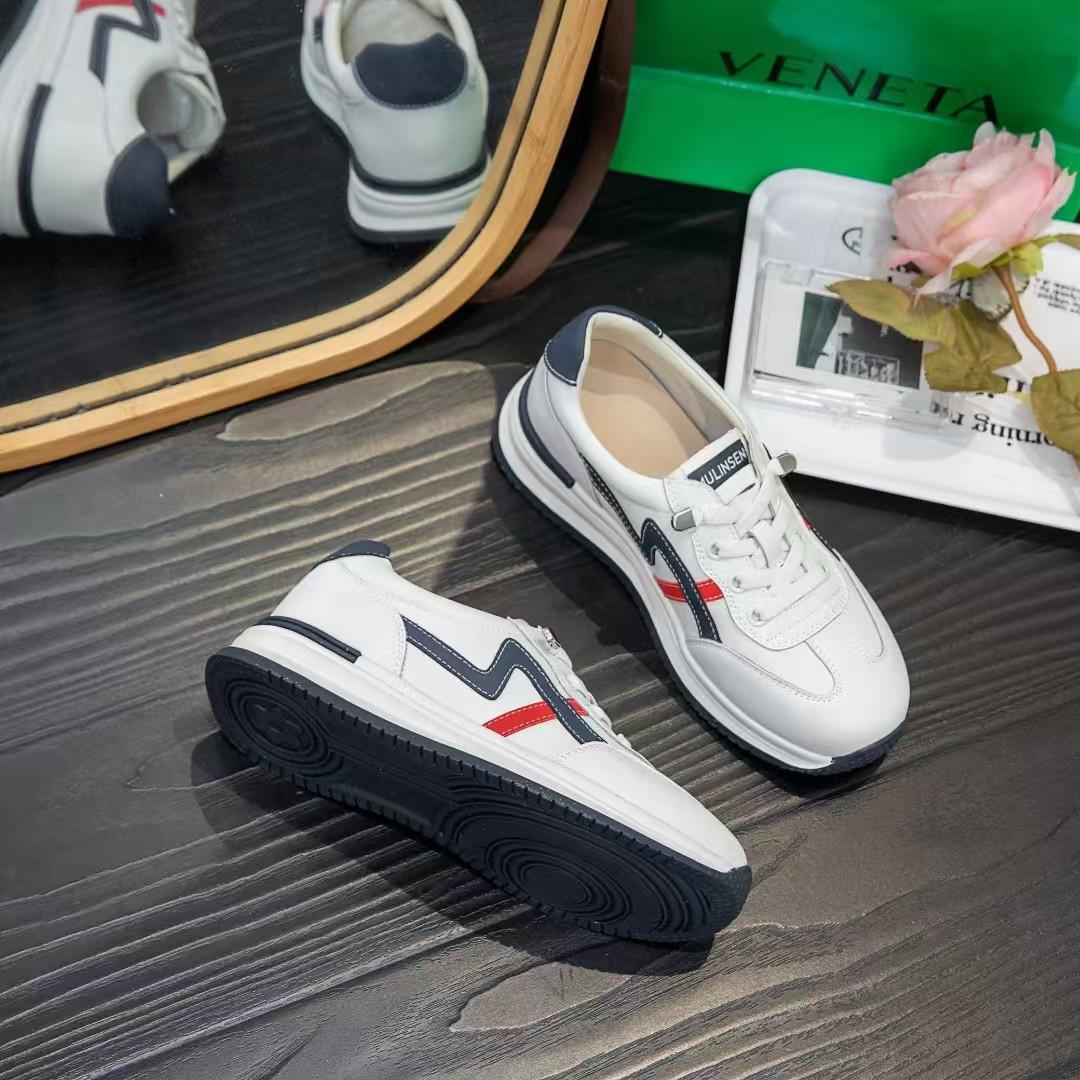 

Leather platform white shoes women s spring and autumn new casual versatile low-top sports shoes student board shoes 40 бежевий