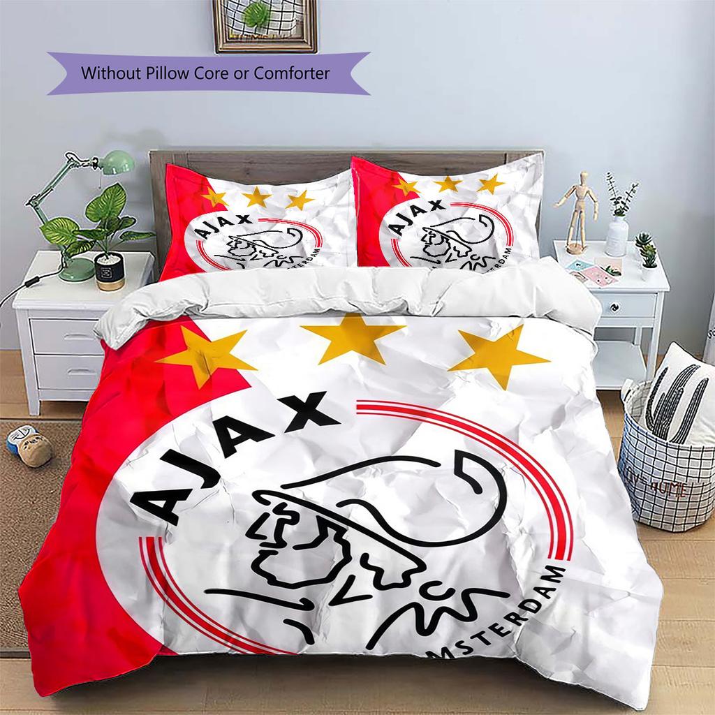 AFC Ajax Custom Name Pattern Bedding,Quilt Set Quilt Cover Pillowcase Home Birthday Gift(1 * Duvet Cover + 2 * Pillowcase, Without Core)