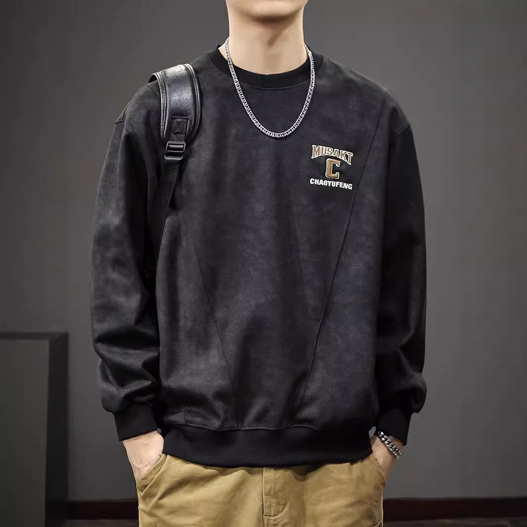 Весенне-осенний дизайн Sense Splicing свитер мужской американский ретро вышивка осень — фото 4