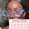 Anti-reflective Blue Light Cat Eye Reading Glasses for Women Fashion Irregular Pattern Eyeglasses Elderlypresbyopiaglasses