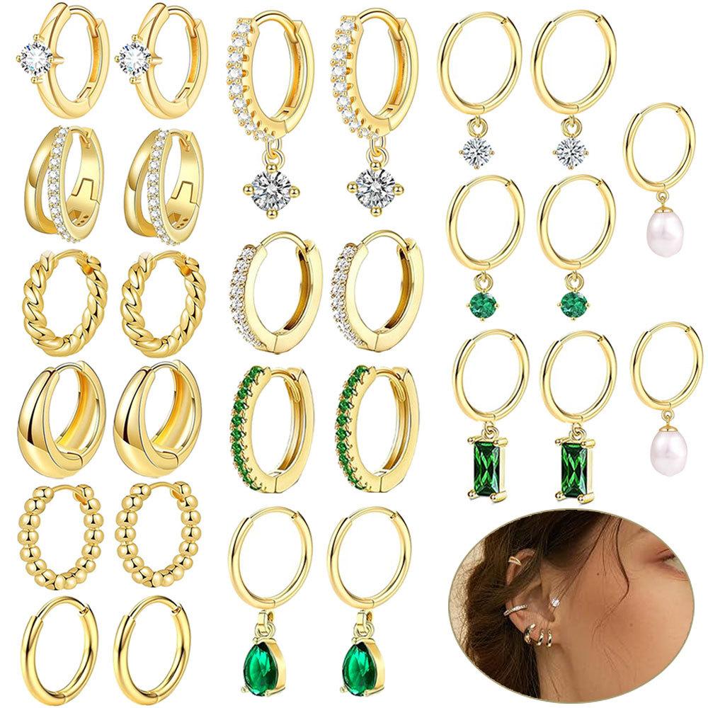 Stainless Steel Ear Barbels Ear Ring Star and Moon Ear Hoops Versatile Ear Pinning Accessories