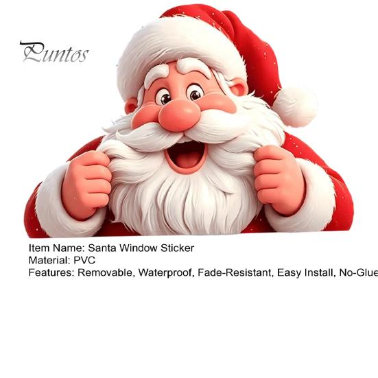 Festive Window Murals Peeking Santa Claus Static Cling, 3D Effect Christmas Wall Stickers Sticker, Reusable Glass Decal for Home Holiday Decor