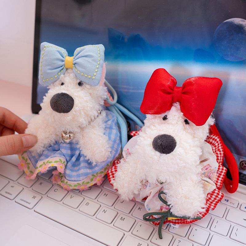 Trendy West Highland Terrier Skirt & Keychain: Small Dog Plush Doll Bag Charm Gift