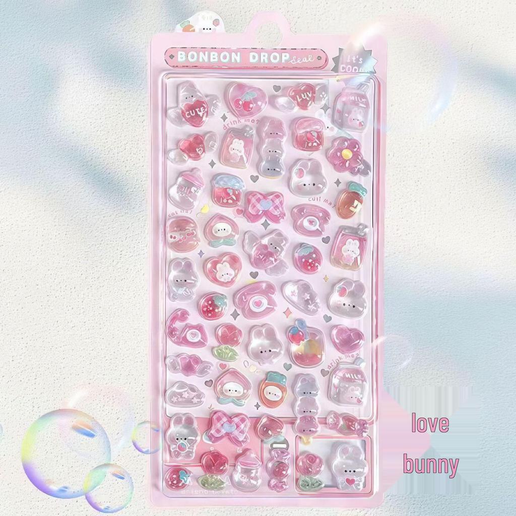 3D Crystal Cartoon Bubble Stickers for Kids Journals