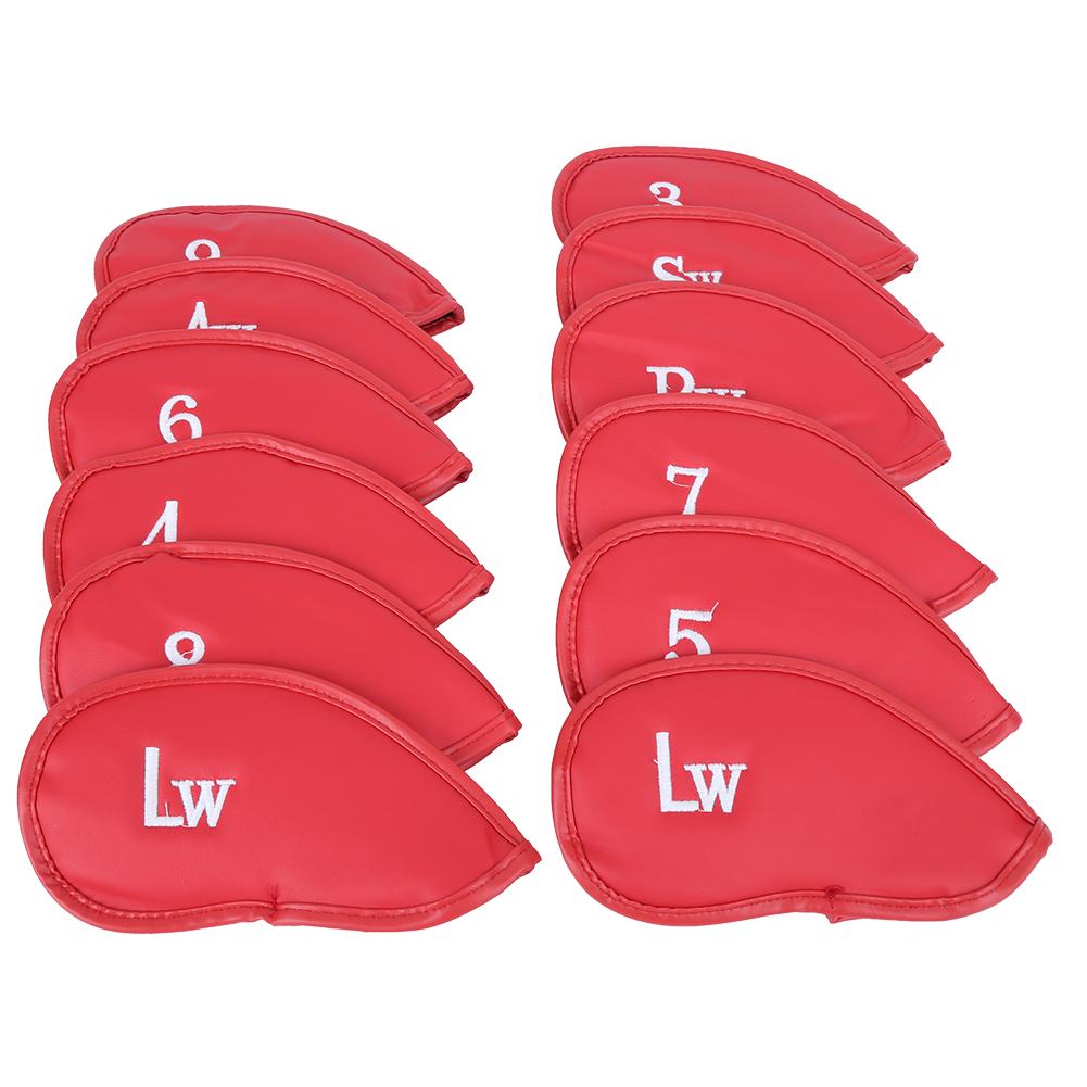 12PCS   Pattern PU Leather   Soft Convenient   Putter Cover Iron   Headcover Accessory During Outdoor Travel