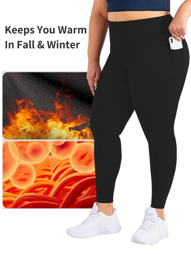 Plus Size Autumn and Winter Velvet Yoga Pants Women's High Waist Nine-point Fitness Winter Yoga Pants with Pockets