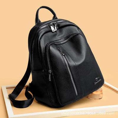 Black Temperament Simple Women's Bag Autumn Style Versatile Large Capacity Backpack Multifunctional Casual Mommy Backpack