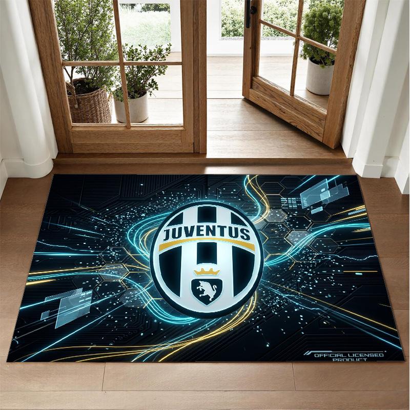 Juventus FC Design Crystal Velvet Rug Soft Decorative Mat for Bedroom Entrance