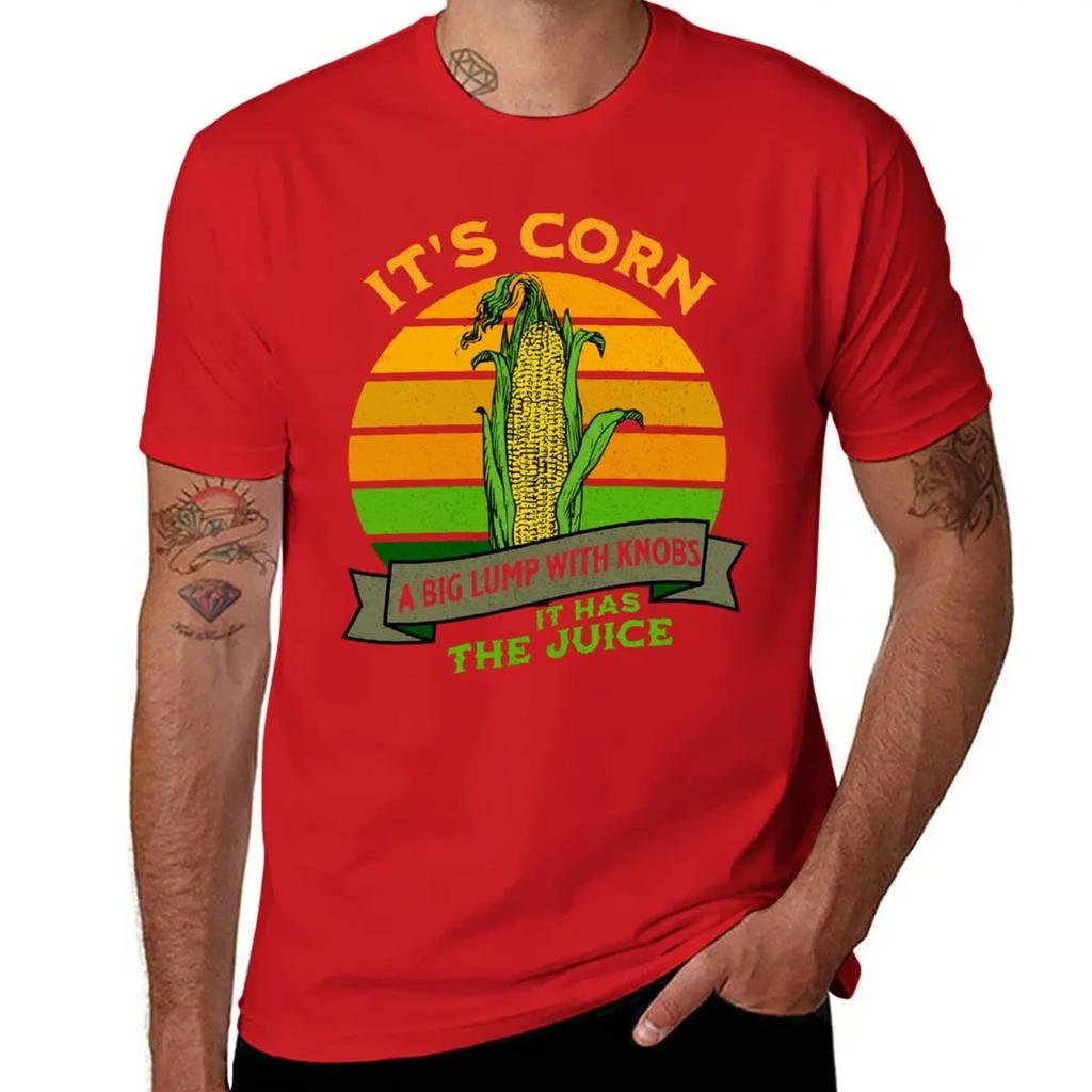 Funny Corn - Retro Vintage It Has The Juice It’s Corn T-Shirt Vintage Clothes Blacks Slim Fit T Shirts for Men