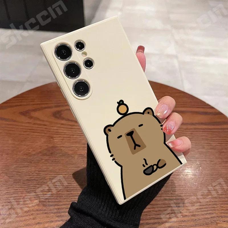 Cartoon Cute Capybara Phone Case For Samsung Galaxy S24 Ultra S23 FE S22 S20 Plus A73 A72 A71 A55 A54 A51 A50 A35 A15 Cover