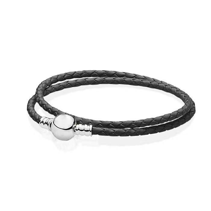 Mote hvitt kobber armbånd lær tau T-spenne flettet lær armbånd armbånd mote hundre