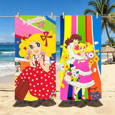 Anime Candy Candy Towel Polyester Beach Towel Quick Dry Sand Free Bath Towel for Summer Pool Travel Vacation