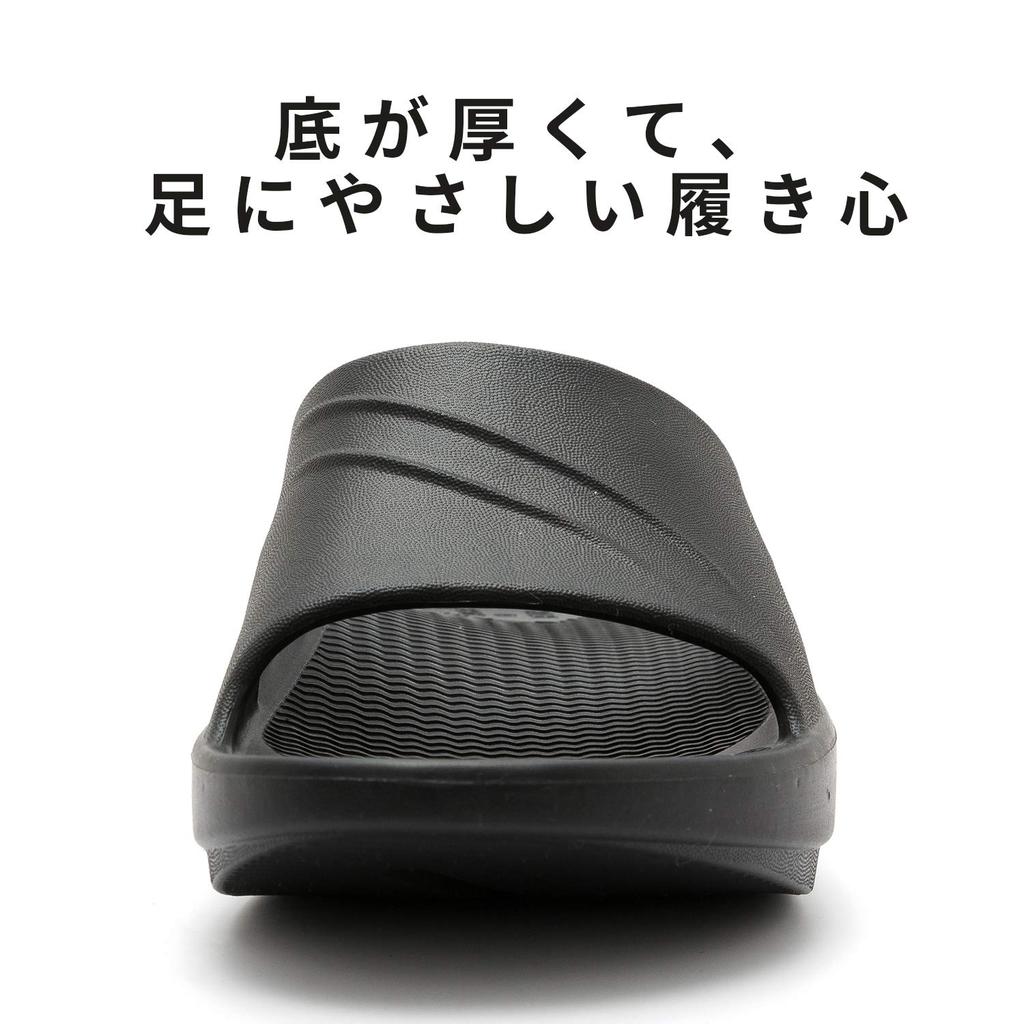 Foot Arch Thick cm [KUROO] Slippers, Sandals, Release, Support, Sole, Unisex, Black, 24.5~25.5