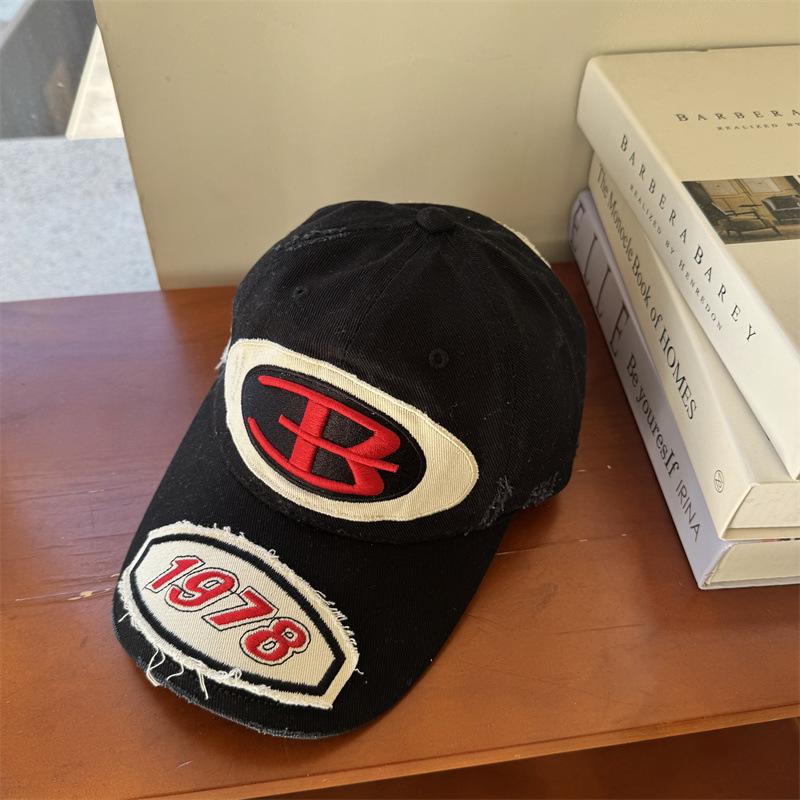 American Trendy Brand Heavy Industry Letter Baseball Cap Female Deepened Wide Brim Soft Top Racing Cap Outdoor Hip Hop Cap Male