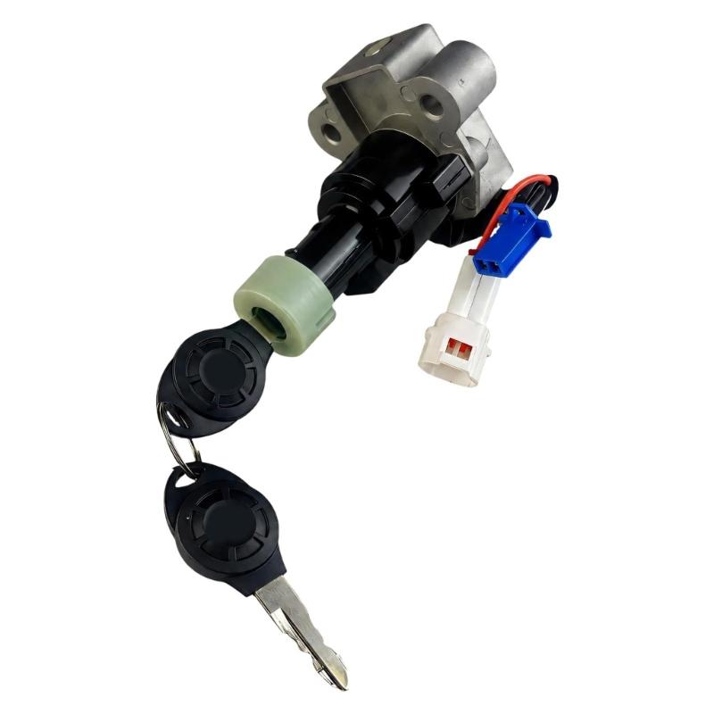 Motorcycle Scooter ATV Ignition Switches Assembly with 2 Keys and Wire Harness, Metal Mounting Body for Daily Repair