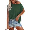 Sommer-T-Shirt für Damen, einfarbig, Tasche, trägerlos, Rundhalsausschnitt, kurze Ärmel