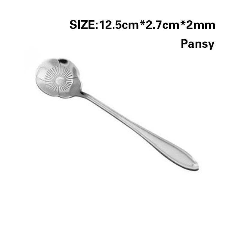 Creative Flower Spoon Stainless Steel Tableware Spoon Dessert Spoon Milk Tea Coffee Spoon