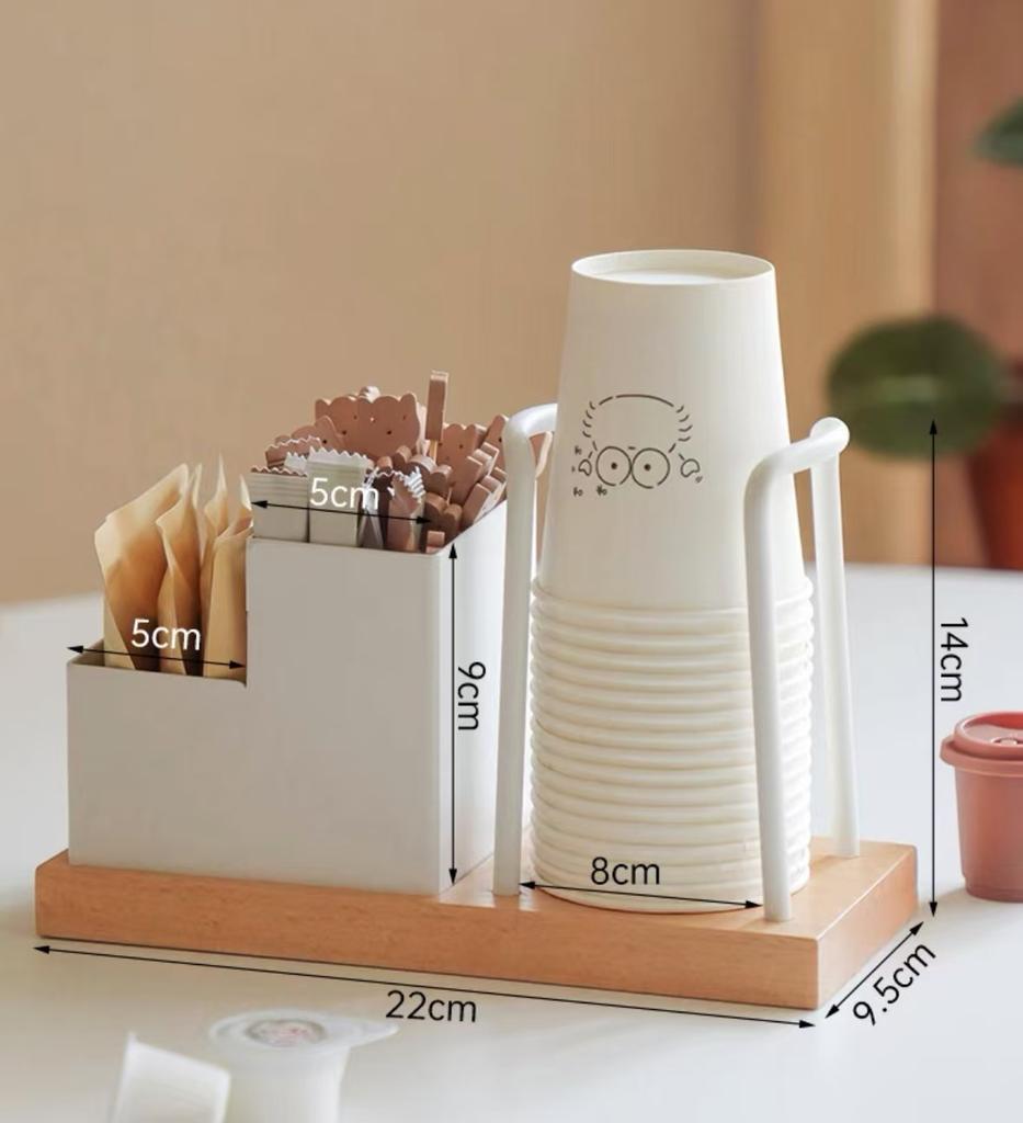 Organizator Stație Cafea Nuc Suport pentru Pahare de Hârtie Condimente Cafea Pliculețe Ceai Zahăr Raft Depozitare pentru Casă Bucătărie Birou