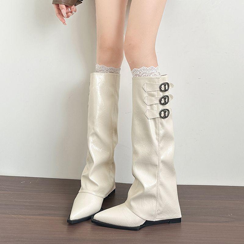 New Height-increasing Shoes, Trouser Boots, Pointed-toe Long Boots, Women's Retro Boots