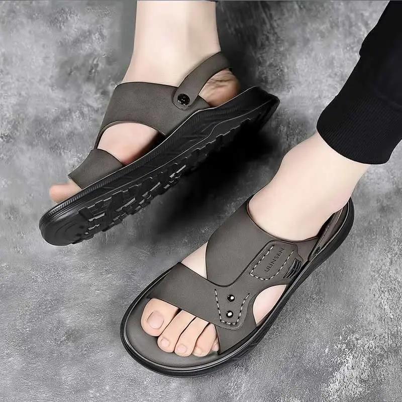 Open Male Shoe Slippers Non-slip Daily Use Men's Sandal Indoor Big Size Original Outdoor Comfortable Cheap Liquidation Stylish V