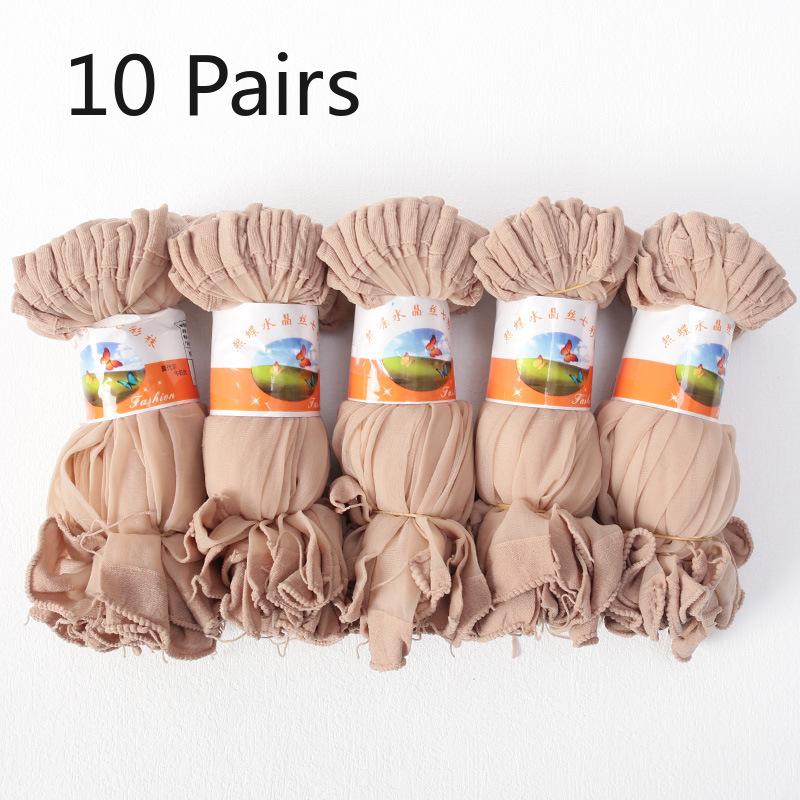10 Pairs of Women's Summer Ultra Thin Invisible Transparent Crystal Silk Anti Hook Silk Short Socks