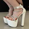 Eilyken New Design Crystal Narrow Band Buckle Strap Platform Women Sandals Street Style High Heels Party Prom Shoes