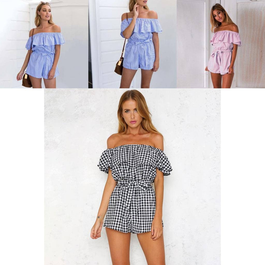 Striped Summer Women Casual Playsuit Stylish Ladies Jumpsuit For Beach Days