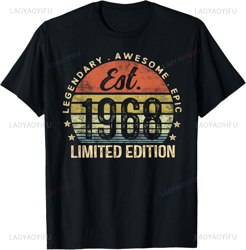 Vintage 1968 Limited Edition 57th Birthday Gifts 57 Year Old T-Shirt Graphic T Shirts Casual Mens Clothing Camiseta Hombre
