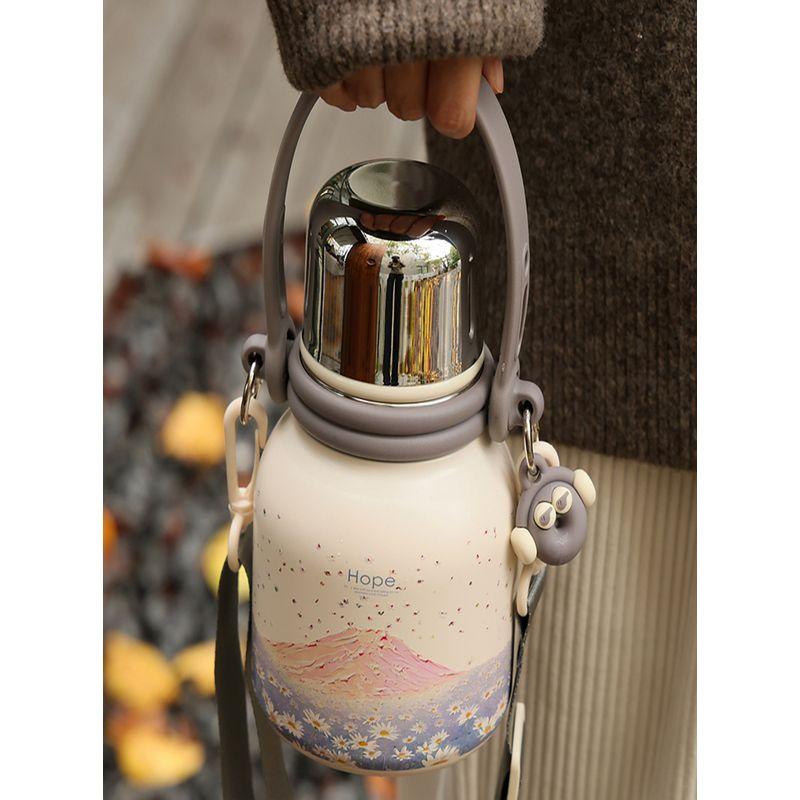German Insulated Water Bottle, Large Capacity Thermos Cup, Stylish and High-End Design for Students, Stainless Steel Tea Brewing Cup