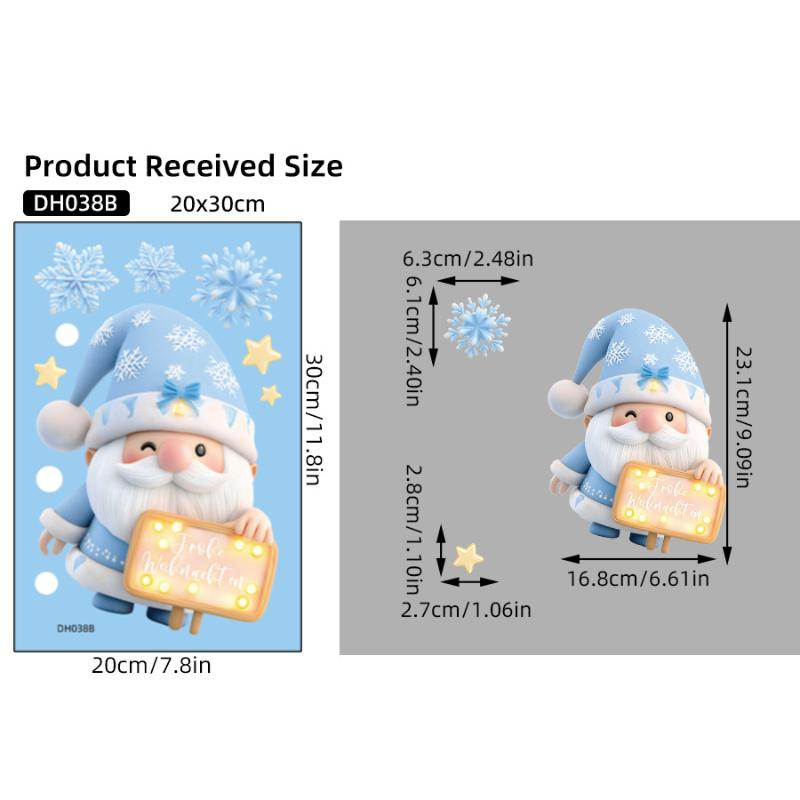 1/2/3/4/6/9 Sheets Winter Snowman Santa Claus Snowflake Static Electricity Decals Christmas Window Stickers Ornaments Xmas Decor
