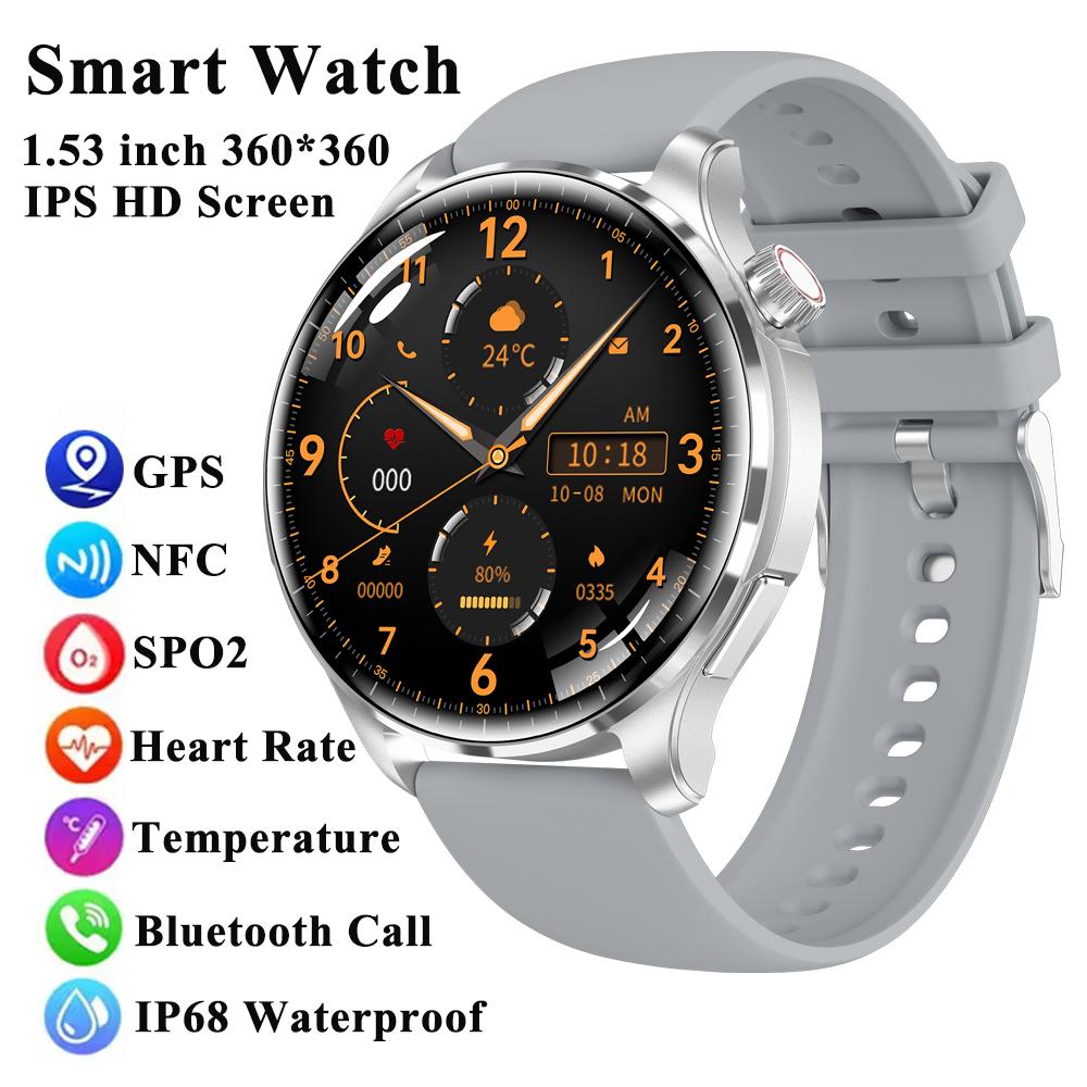 KEYSION 2025 New 1.53'' 48mm Bluetooth Call Smart Watch Men Sport SPO2 Heart Rate Health Monitoring GPS NFC Smartwatch for Android IOS Phone