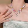 Dopamine Girl Colored Necklace Female Niche Design Sense Sweet Beaded Collarbone Chain Internet celebrity Sweet Cool Babes Necklace