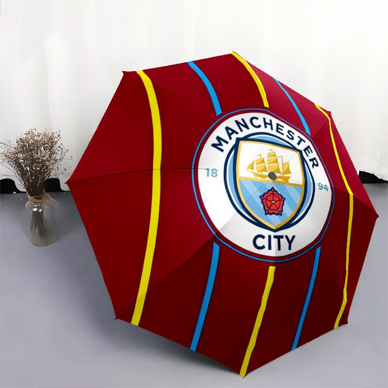 Manchester City Football Club3pattern, Automatic Folding Umbrella, Portable and Foldable Design, 8 Ribs, a Christmas or Birthday Gift.
