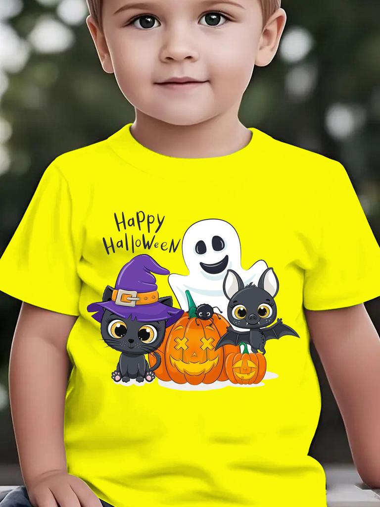 Halloween Baby Boys Girls Short Sleeve T-Shirt Cartoon Pumpkin Graphic T-Shirt Boys Clothes Halloween Party Children's Clothing