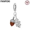 Copper Metal Autumn Leaf Acorn Pendant Bead Components Bracelet High Quality Fine Jewelry Charm Bead Components Compatible With Women High Quality