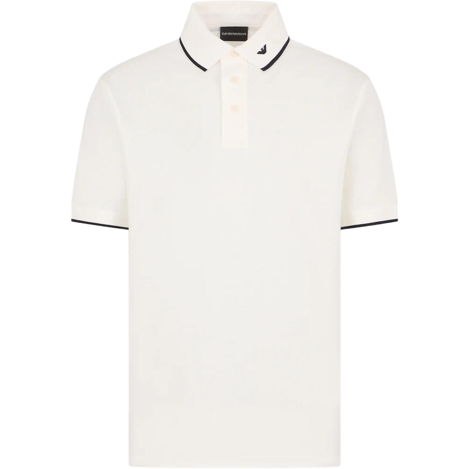 

Emporio Armani Embroidered Edge Pullover Short Sleeve Polo Shirt Men tops White 6D1F65-1JTKZ-01C6 XL