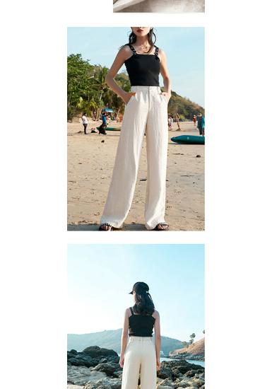 Women's High Waist Linen Blend Wide-Leg Pants - Slimming, Lightweight, and Casual for Summer