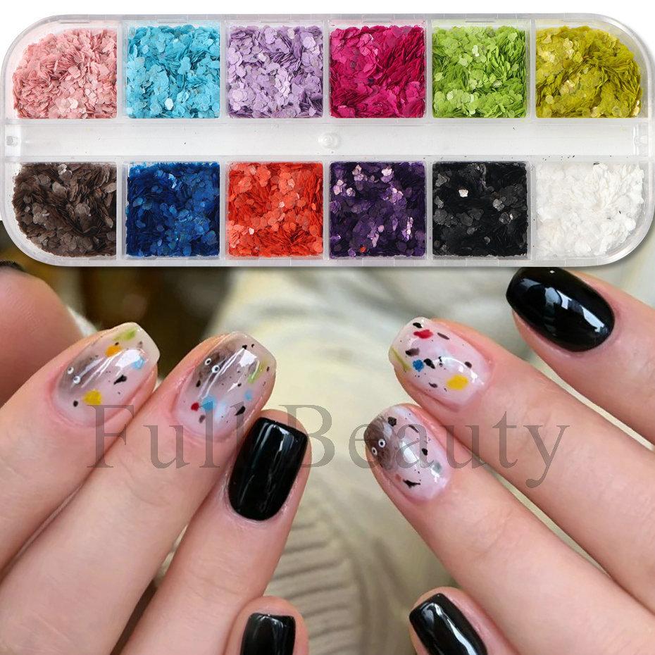 1 krabička nepravidelné třpytivé foliové nehty flitry na nehty třpytivé vločky nail art dekory na nehty příslušenství pro DIY manikúru