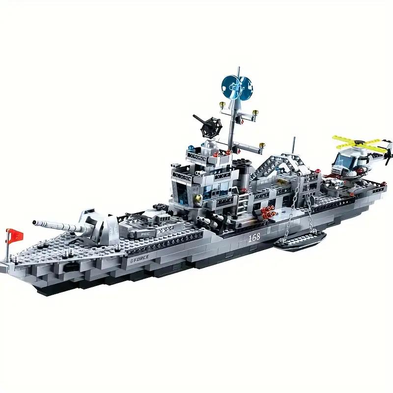 Τεράστιο μέγεθος 1560PCS Πολεμικό πλοίο του Ναυτικού Μοντέλο πλοίου Στρατού Πολεμικό πλοίο 6 σε 1 συνδυασμός πολλαπλών σχημάτων δομικά στοιχεία για να κατασκευαστεί ένα σετ παιχνιδιών για αγόρια