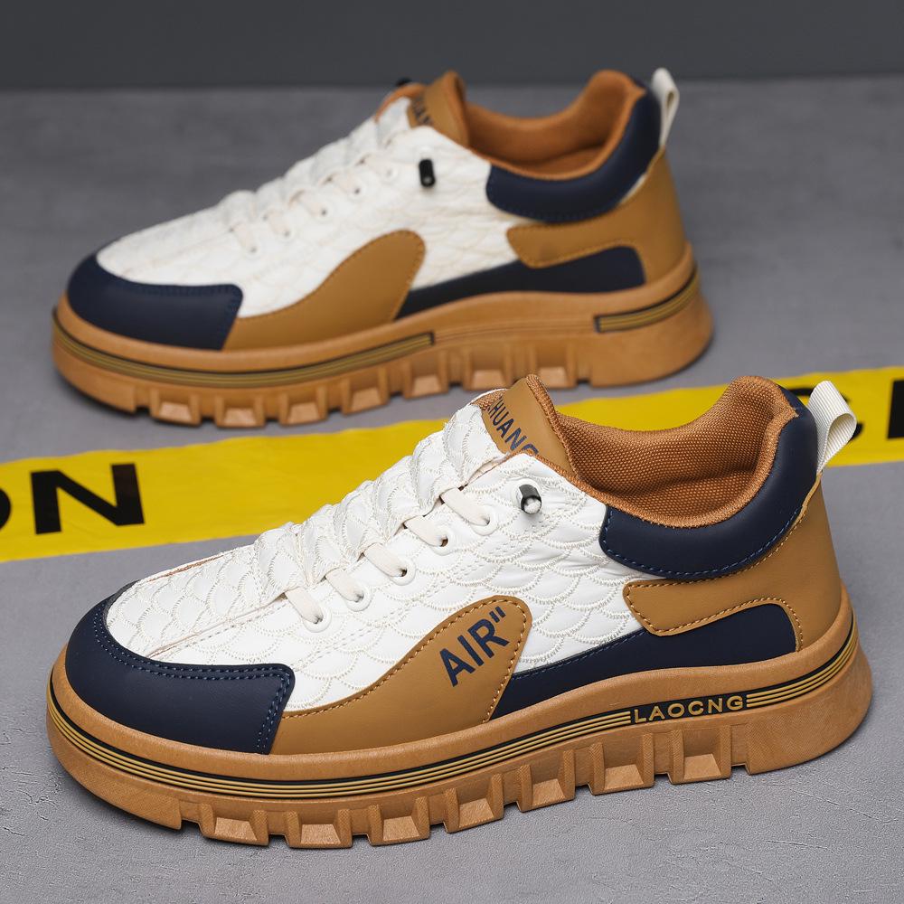 Men's Waterproof Leather Slip-on Casual Sneakers, Autumn Fashion, Versatile Thick-soled Sport Shoes