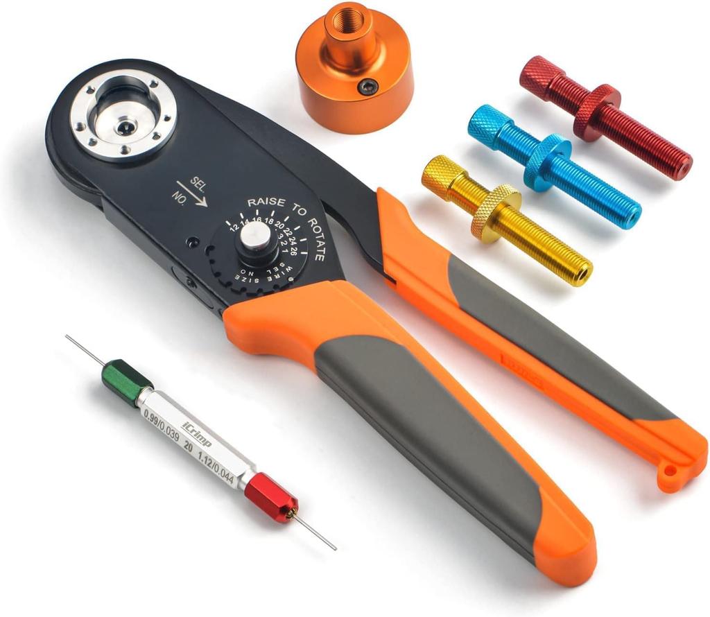 IWISS Crimping Tool for Socket Contacts and Contact for DEUTSCH and DTP To Sq 4-Indent Pins, MIL-Spec, DT, DTM, Connectors, 0.12 3.5 Mm, M22520/1-01
