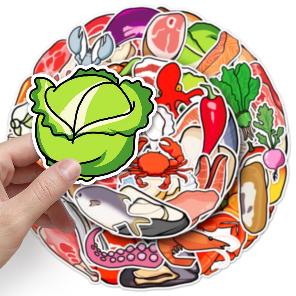 50 Cute Cartoon Food Stickers: Waterproof, Fresh & Fun for Kids' Graffiti, Phones, Laptops, and More!