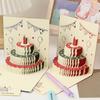 Creative Hollow Carving 3D Cake Birthday Card with Envelope Unique Pop-Up Greeting Card Folding Funny Gift Message Cards Wedding