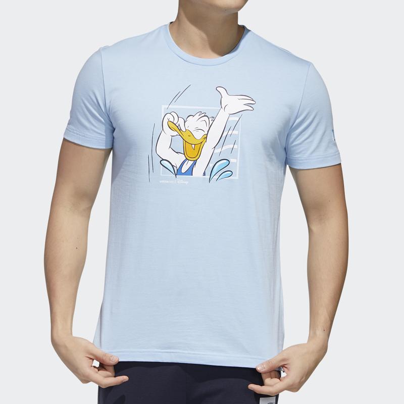 Adidas Neo Donald Duck Graphic Straight T-Shirt Couples Edition Unisex Top Pink Light-Blue GJ5643
