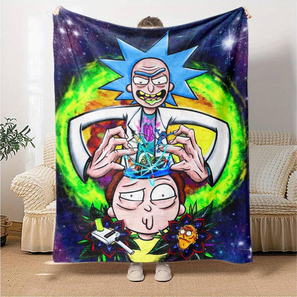 Rick Morty Adventure Flannel Blanket Super Soft Warm Cozy Blanket For Sofa Bed Office Travel Allseason Home Decor Gift