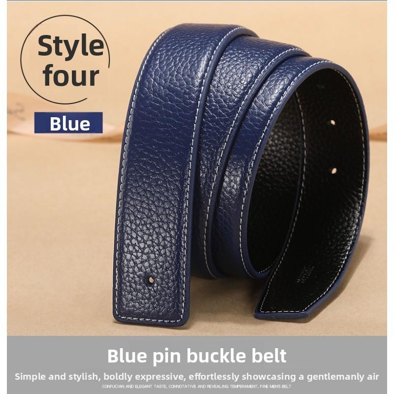 Headless Strap Men's Leather Lychee Pattern Belt, Smooth Buckle Buckle Spot